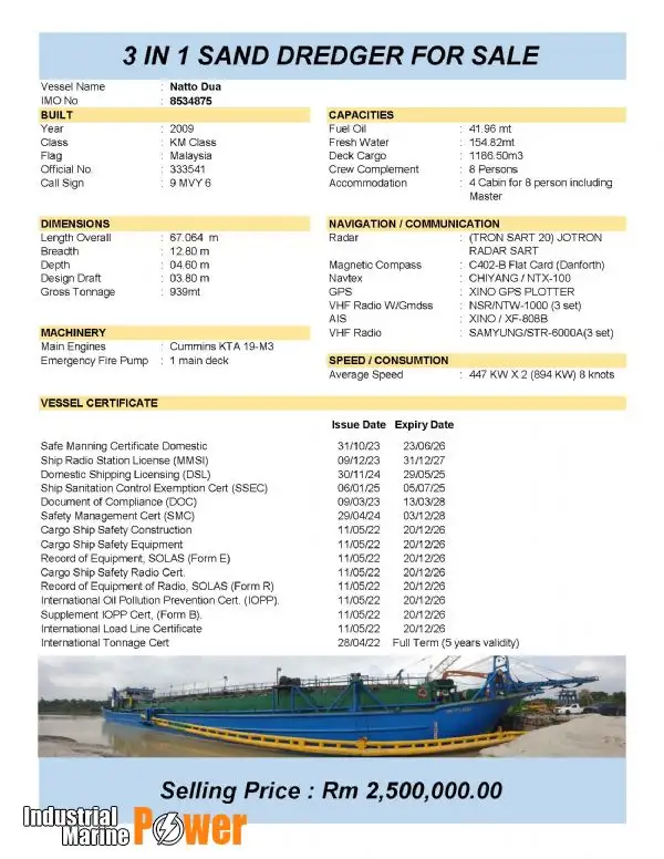 Dredger (Kazık çakma gemisi) satılık